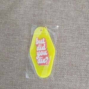 Funny sassy neon yellow keychain keyfob car key bag charm